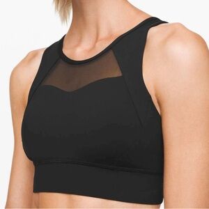 Lululemon Breathe It In High Neck Mesh Panel Sports Bra Black Workout Gym Yoga 6